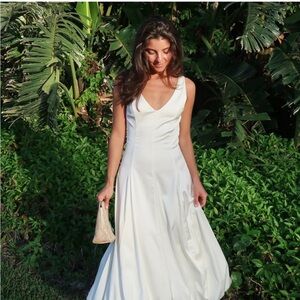 Abercrombie plunge bubble hem midi dress